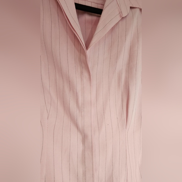 Thomas Pink Button Down V-Neck Blouse - Pink with wide pinstripes - Size "8"/US - Picture 8 of 8